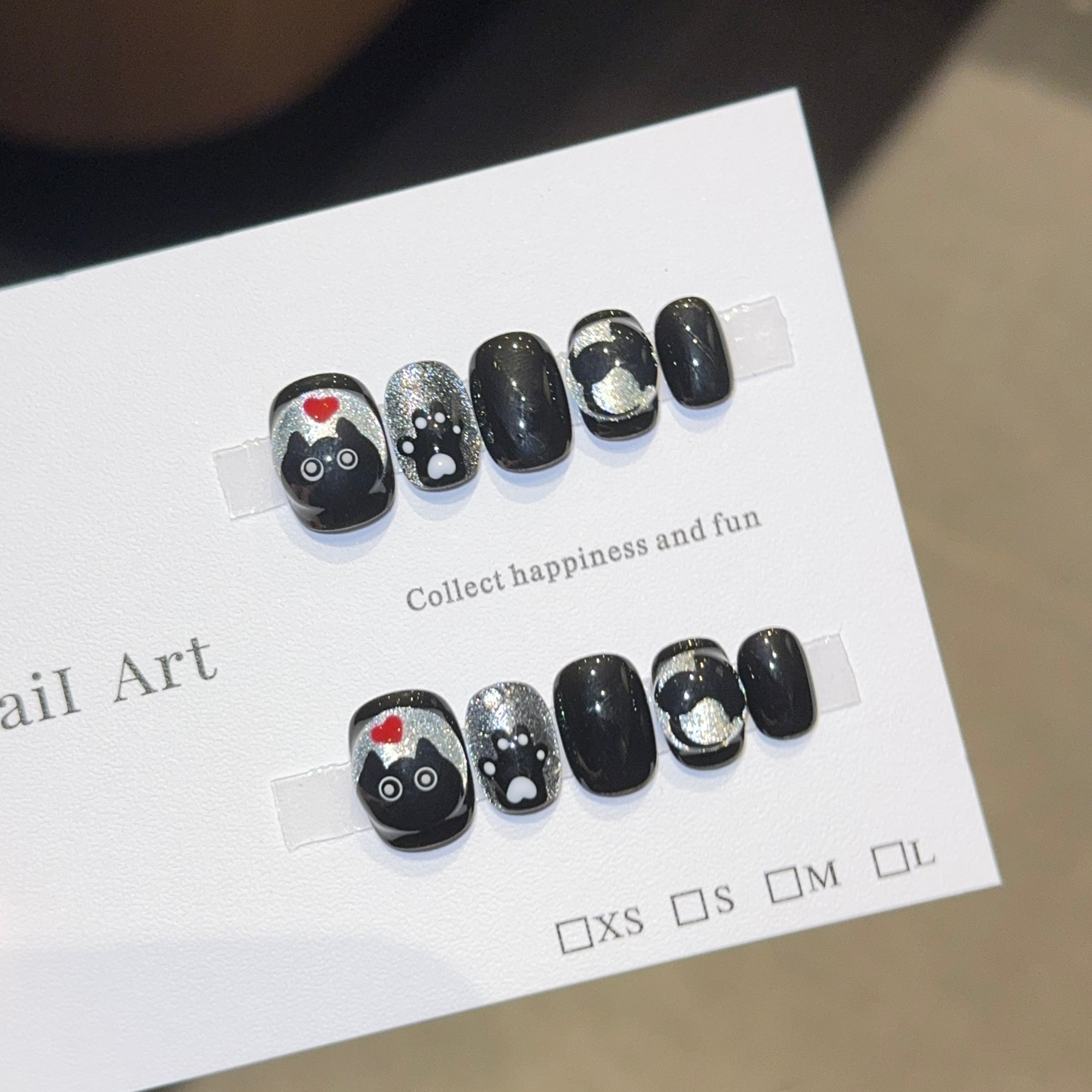 Charming Cat - themed Black Press - on Nails