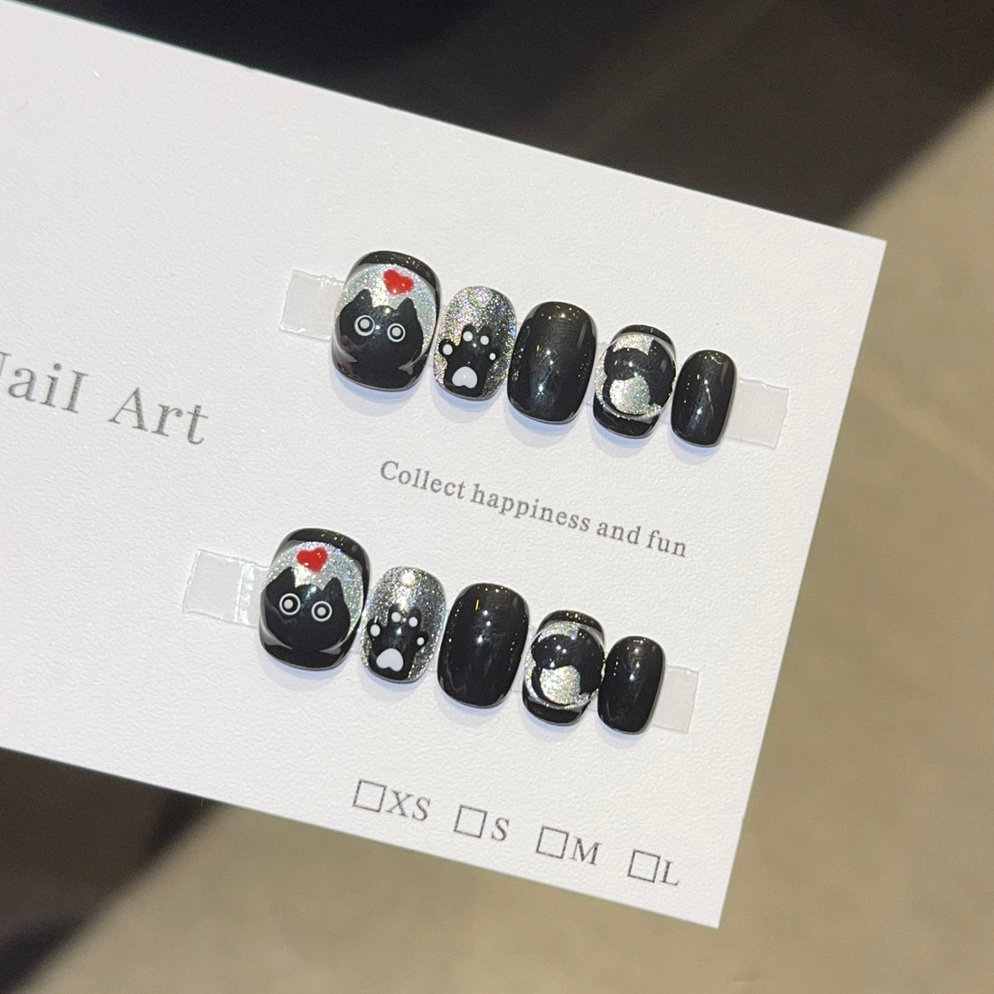 Charming Cat - themed Black Press - on Nails