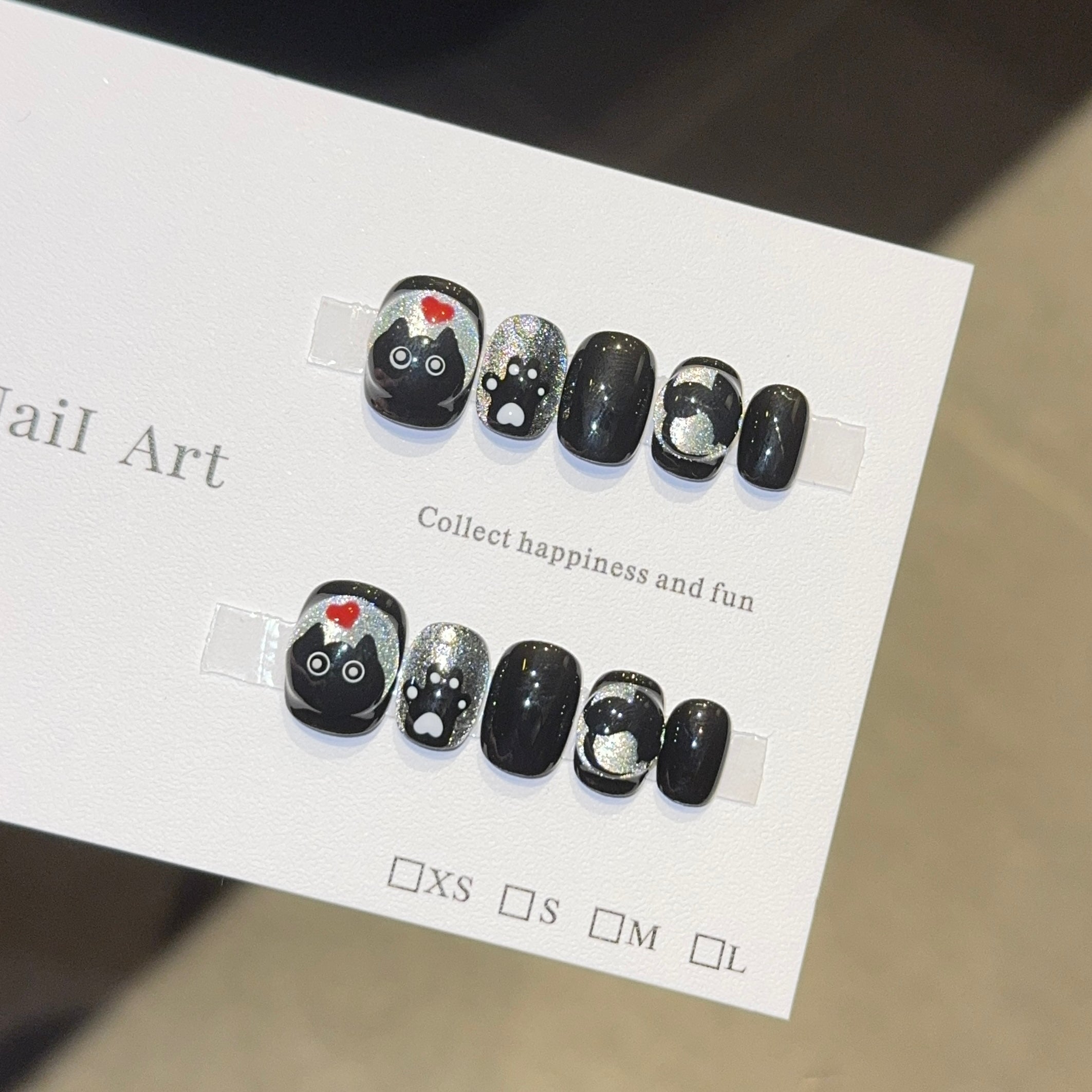 Charming Cat - themed Black Press - on Nails
