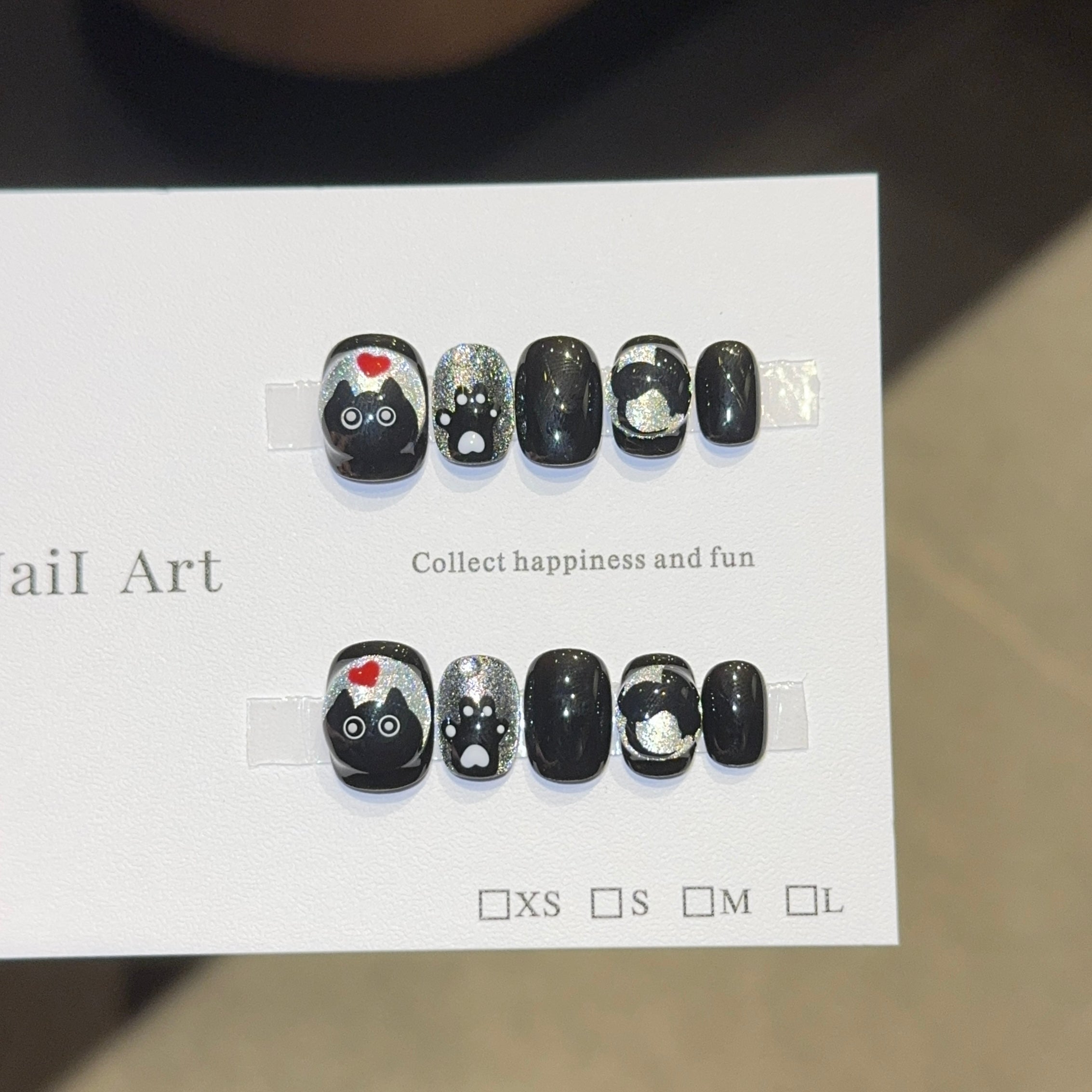 Charming Cat - themed Black Press - on Nails