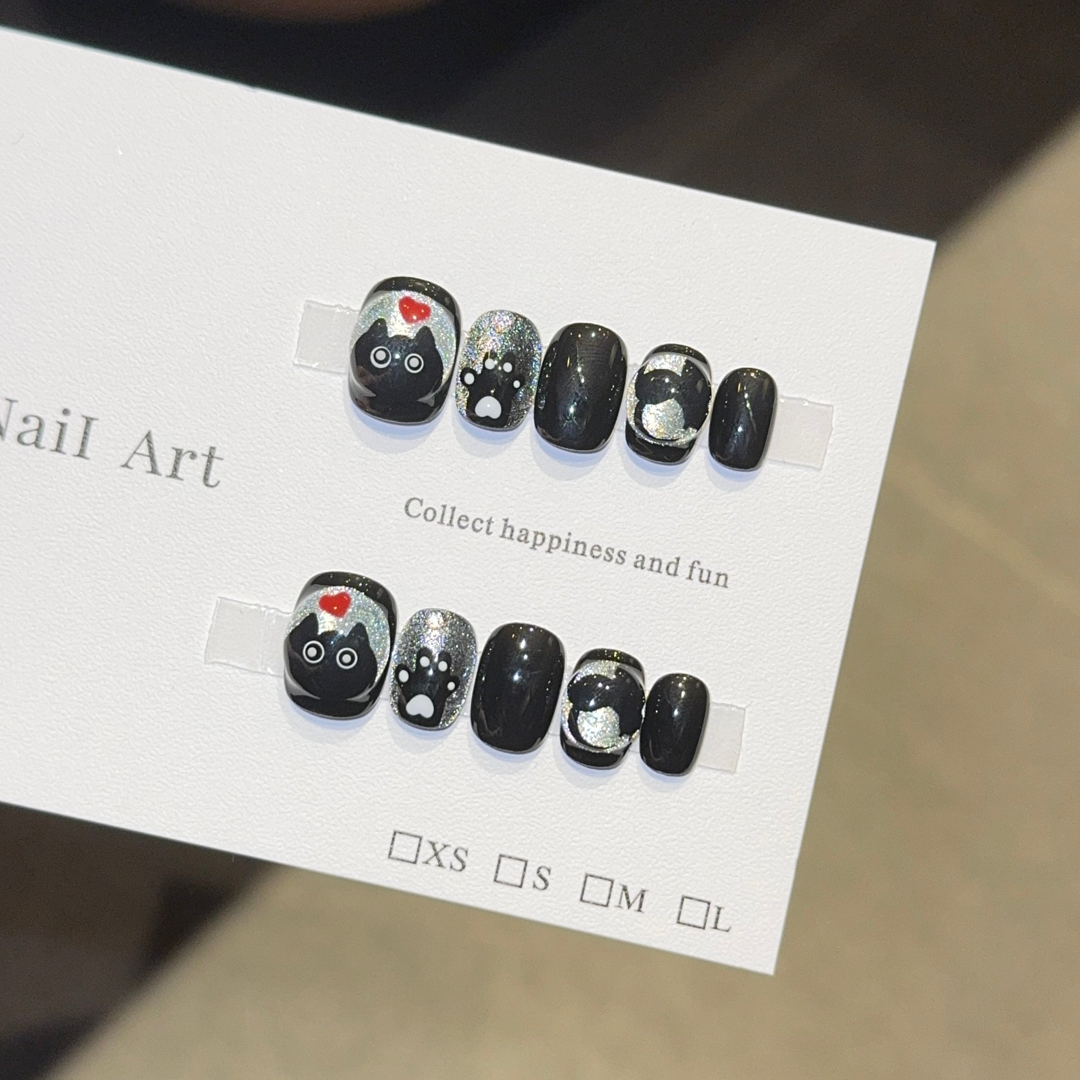 Charming Cat - themed Black Press - on Nails