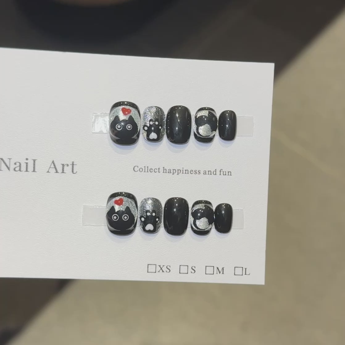 Charming Cat - themed Black Press - on Nails