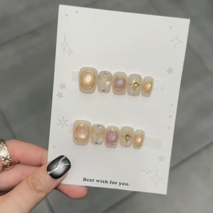 Roman Maiden’s Pearl & Gold Filigree Press - On Nails