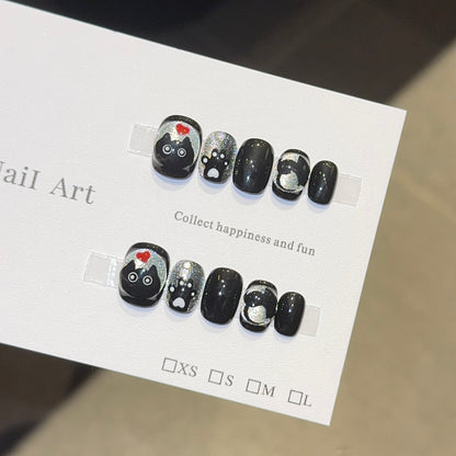 Charming Cat - themed Black Press - on Nails