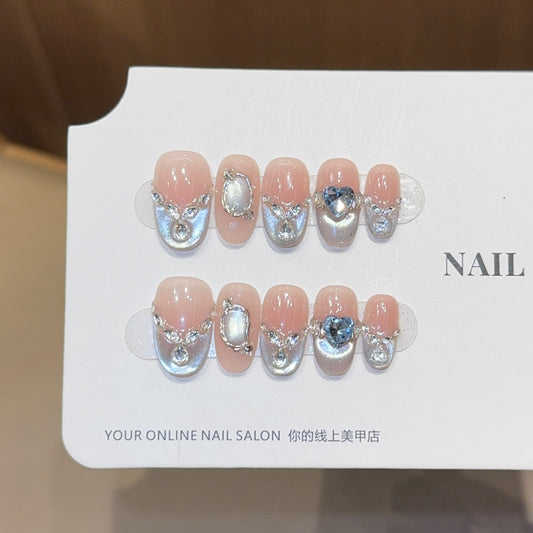 Azure Heart Gem Press-Ons