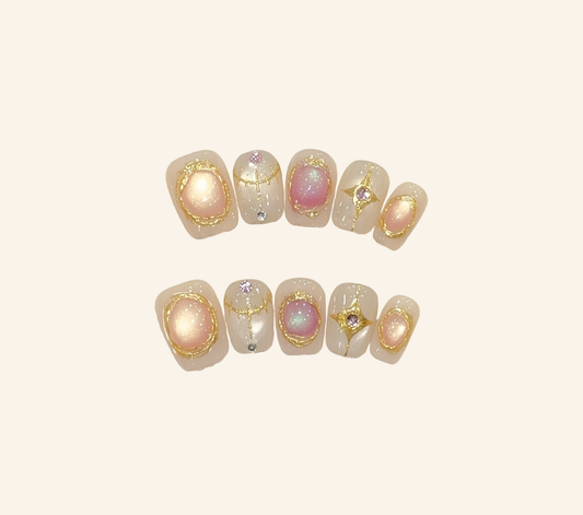 Roman Maiden’s Pearl & Gold Filigree Press - On Nails