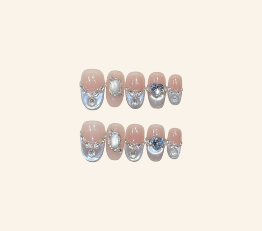 Azure Heart Gem Press-Ons