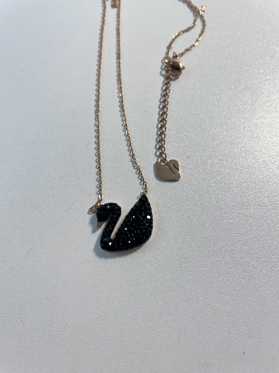 Black Swan Crystal Pendant Necklace (Rose Gold Tone)