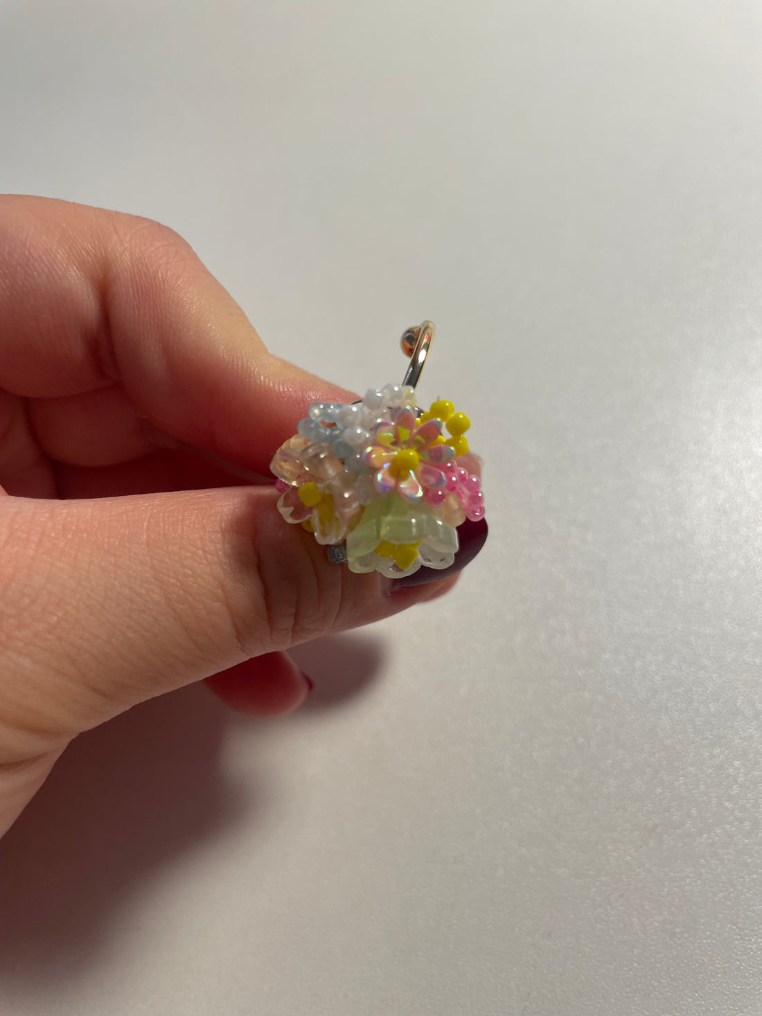 Pastel Beaded Cluster Adjustable Ring