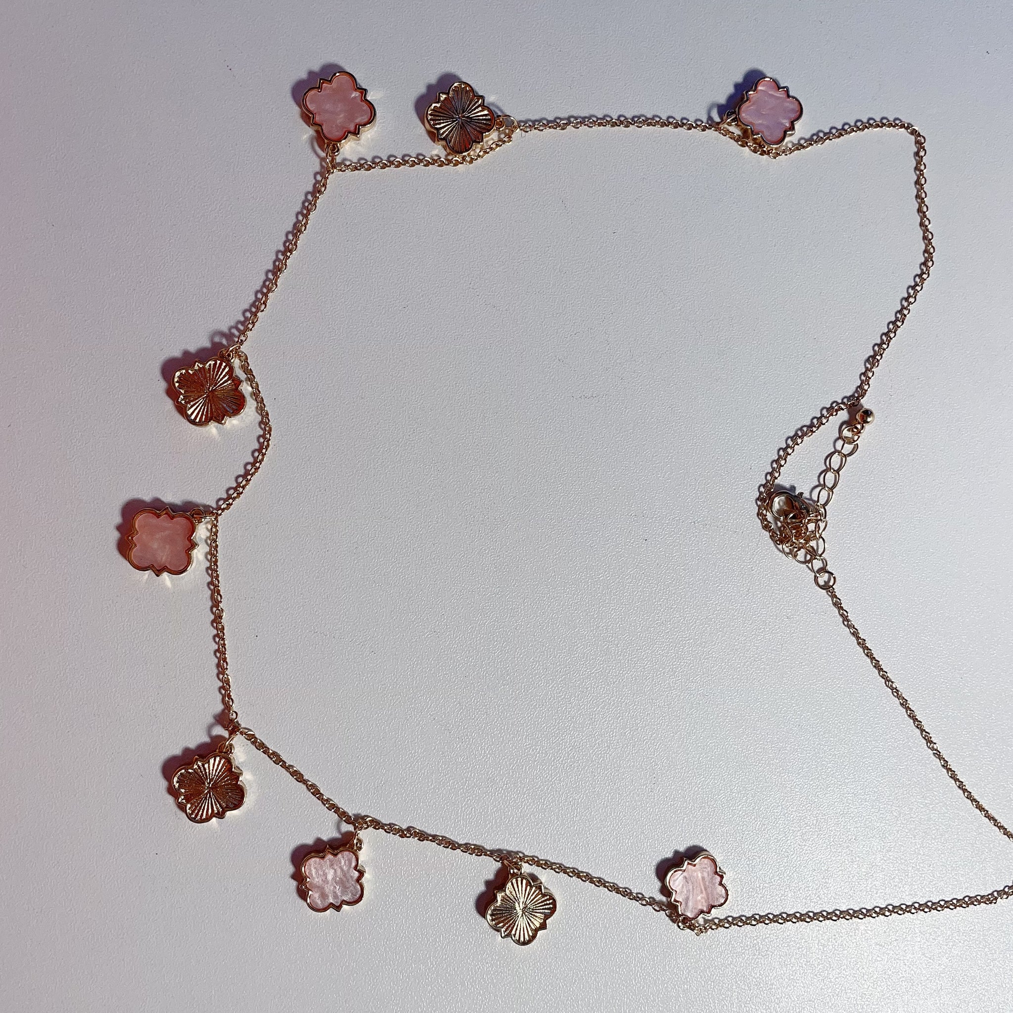 Pink Clover Charm Rose Gold Anklet