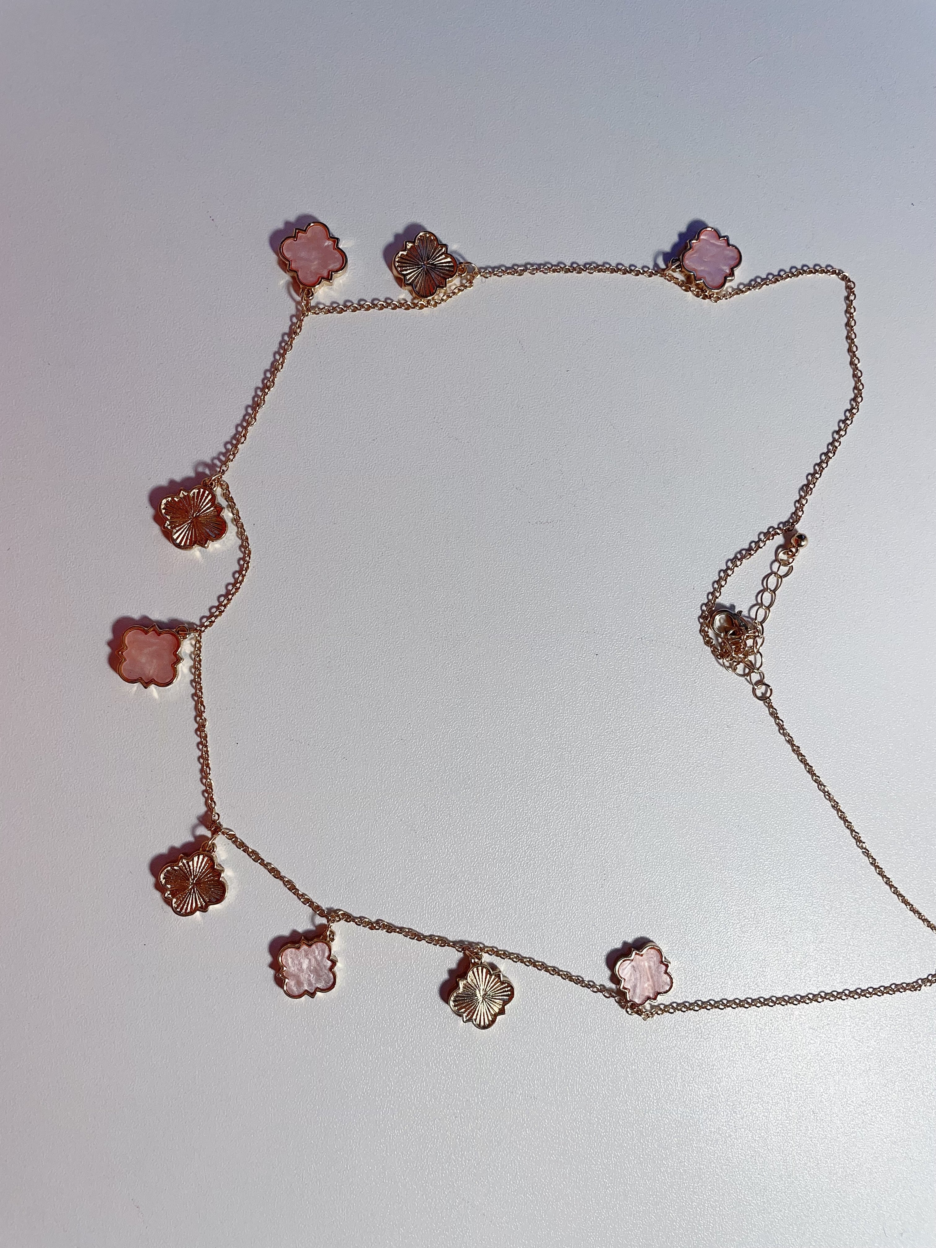 Pink Clover Charm Rose Gold Anklet